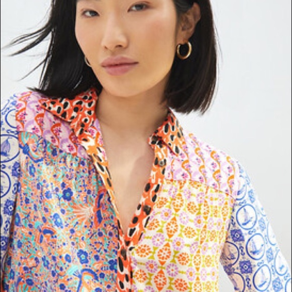 🆕 MAEVE Contrast Buttondown Patchwork Shirt